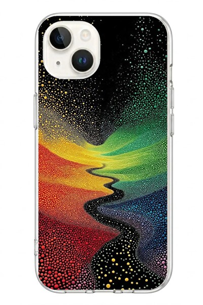 Le Balvo iPhone 13 - 14 Uyumlu Renkli Yollar Baskılı Silikon Kılıf