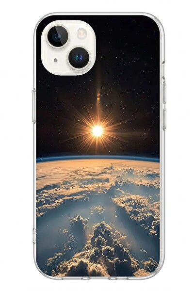 Le Balvo iPhone 13 - 14 Uyumlu Uzay Günbatımı Baskılı Silikon Kılıf