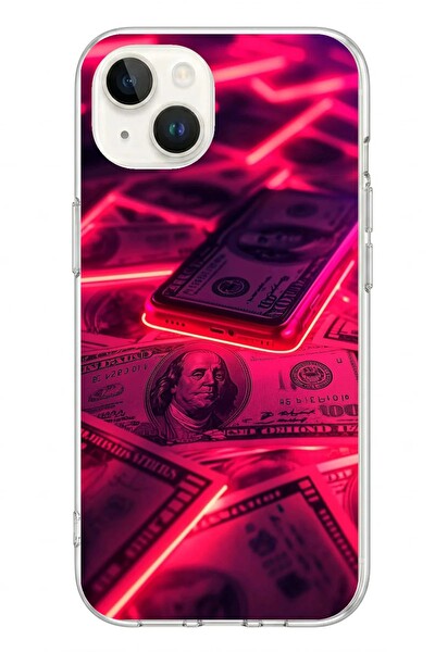 Le Balvo iPhone 13 - 14 Uyumlu Kızıl Dolarlar Baskılı Silikon Kılıf
