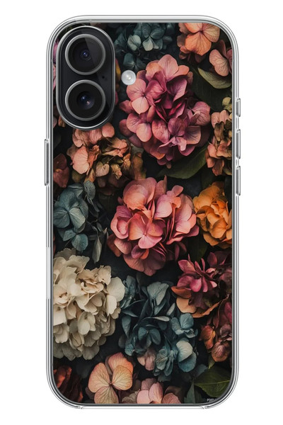 Le Balvo iPhone 17 Uyumlu Koyu Çiçekler Baskılı Silikon Kılıf