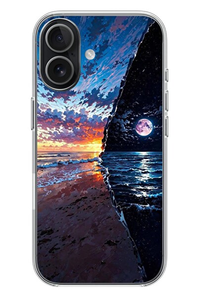 Le Balvo iPhone 17 Uyumlu Deniz Günbatımı Baskılı Silikon Kılıf