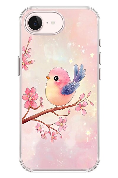 Le Balvo iPhone 17e Uyumlu Dalda ki Kuş Baskılı Silikon Kılıf