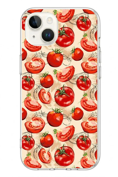 Le Balvo iPhone 13 - 14 Uyumlu Domatesler Baskılı Silikon Kılıf