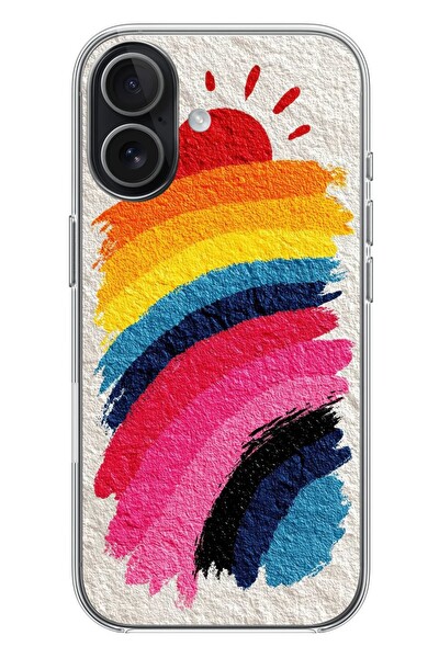 Le Balvo iPhone 17 Uyumlu Güneşli Gökkuşağı Baskılı Silikon Kılıf