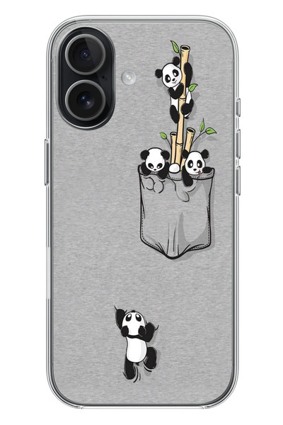 Le Balvo iPhone 17 Uyumlu Cepli Panda Baskılı Silikon Kılıf