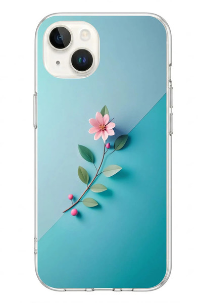 Le Balvo iPhone 13 - 14 Uyumlu Çiçeğin Pembesi Baskılı Silikon Kılıf