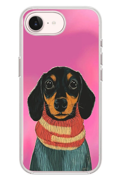 Le Balvo iPhone 17e Uyumlu Sevimli Siyah Köpek Baskılı Silikon Kılıf