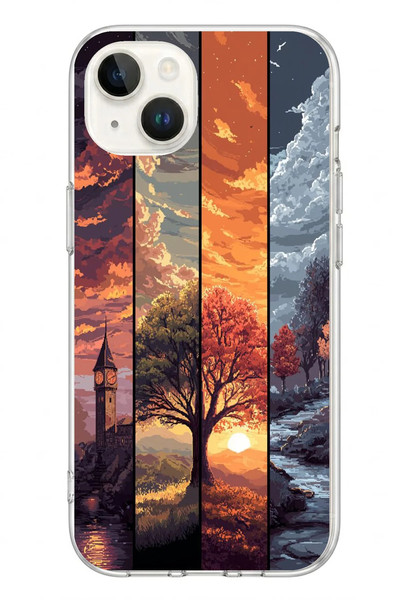 Le Balvo iPhone 13 - 14 Uyumlu Sonbahar İlkbaharım Baskılı Silikon Kılıf