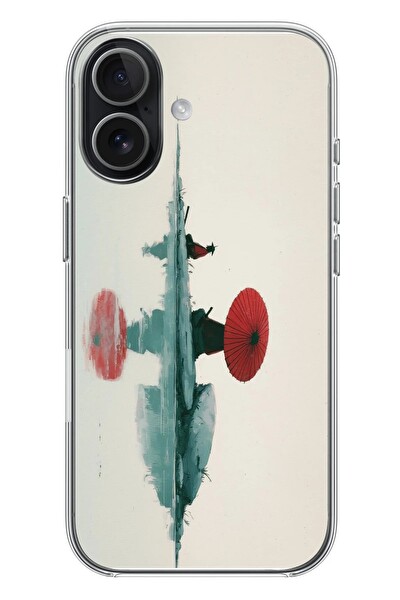 Le Balvo iPhone 17 Uyumlu Japon Şemsiyesi Baskılı Silikon Kılıf