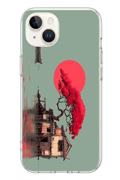 Le Balvo iPhone 13 - 14 Uyumlu Sahil Evi Baskılı Silikon Kılıf