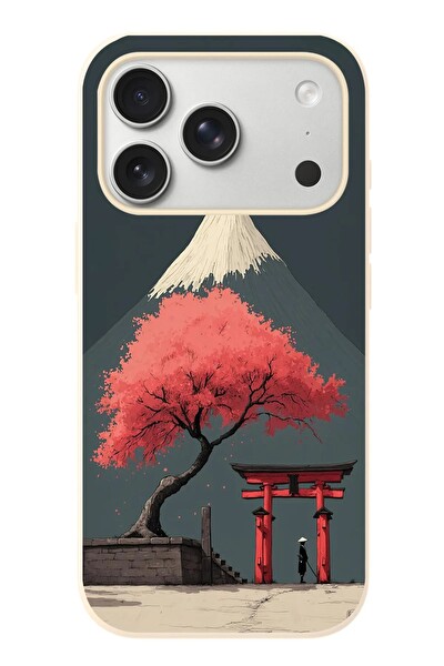 Le Balvo iPhone 17 Pro Uyumlu Fuji Dağı Baskılı Silikon Kılıf