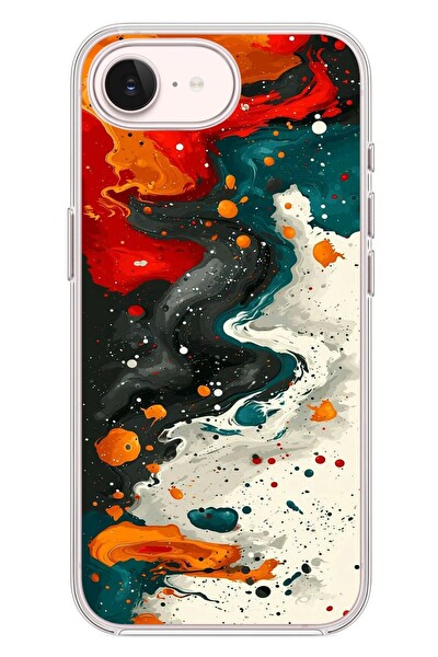 Le Balvo iPhone 17e Uyumlu Boya Karışımı Baskılı Silikon Kılıf