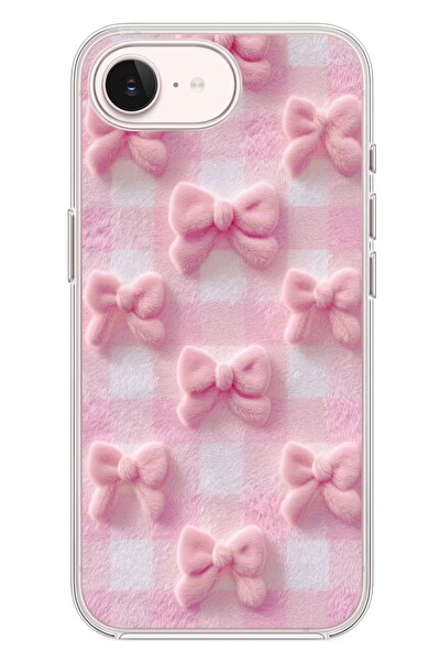 Le Balvo iPhone 17e Uyumlu Pembe Kurdeleler Baskılı Silikon Kılıf