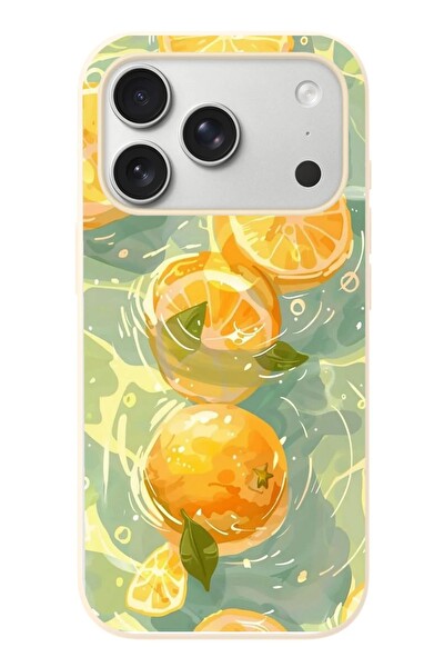 Le Balvo iPhone 17 Pro Uyumlu Limonlar Pastel Baskılı Silikon Kılıf