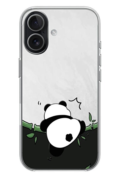 Le Balvo iPhone 17 Uyumlu Bambuya Çıkan Panda Baskılı Silikon Kılıf