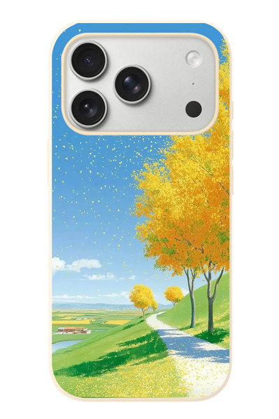 Le Balvo iPhone 17 Pro Uyumlu Sarı Sonbahar Ağacı Baskılı Silikon Kılıf