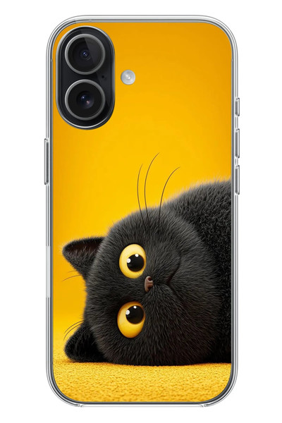 Le Balvo iPhone 17 Uyumlu Yan Bakan Siyah Kedi Baskılı Silikon Kılıf