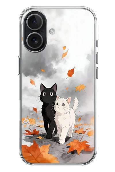 Le Balvo iPhone 17 Uyumlu Sonbahar Kedileri Baskılı Silikon Kılıf