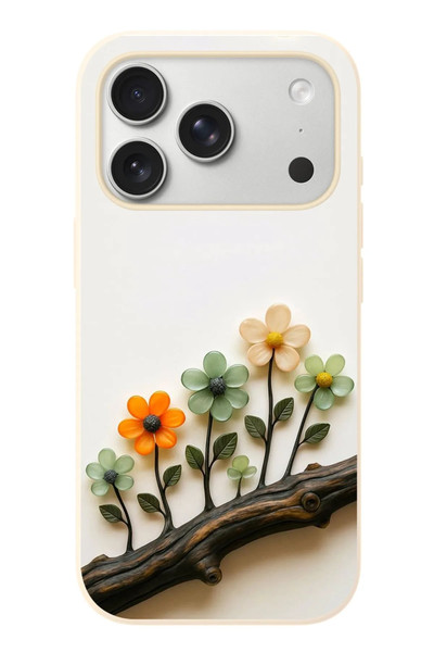 Le Balvo iPhone 17 Pro Uyumlu Dalda Açan Çiçekler Baskılı Silikon Kılıf