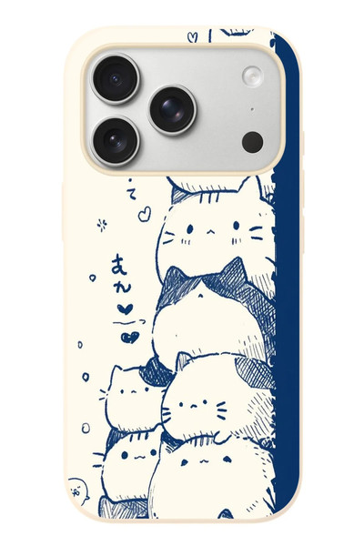 Le Balvo iPhone 17 Pro Uyumlu Mavi Kedi Kardeşliği Baskılı Silikon Kılıf