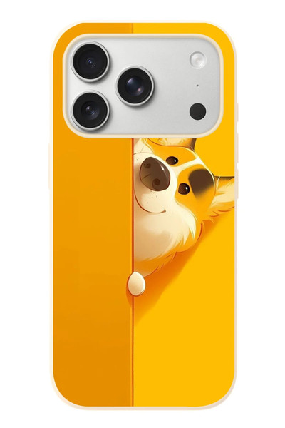 Le Balvo iPhone 17 Pro Uyumlu Sarı Köpek Baskılı Silikon Kılıf