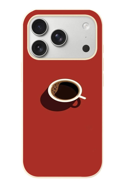 Le Balvo iPhone 17 Pro Uyumlu Sade Kahve Kupası Baskılı Silikon Kılıf