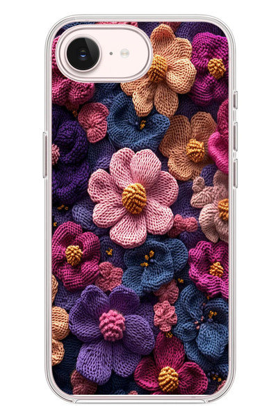 Le Balvo iPhone 17e Uyumlu Çiçek Örgüsü Baskılı Silikon Kılıf