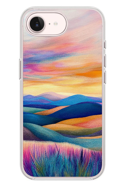 Le Balvo iPhone 17e Uyumlu Renkli Pastel Günbatımı Baskılı Silikon Kılıf