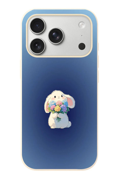Le Balvo iPhone 17 Pro Uyumlu Çiçekli Tavşan Baskılı Silikon Kılıf