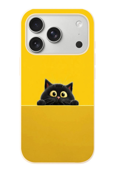 Le Balvo iPhone 17 Pro Uyumlu Sarı Gözlü Kedi Baskılı Silikon Kılıf