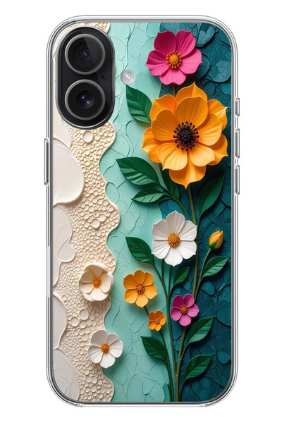 Le Balvo iPhone 17 Uyumlu Güzel Modern Çiçekler Baskılı Silikon Kılıf