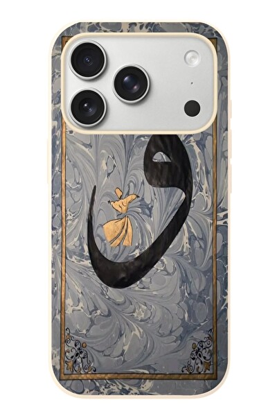 Le Balvo iPhone 17 Pro Uyumlu Vav Harfi Gri Baskılı Silikon Kılıf