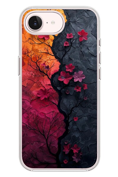 Le Balvo iPhone 17e Uyumlu Yaprak Geçişkenliği Baskılı Silikon Kılıf