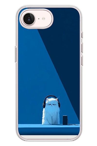 Le Balvo iPhone 17e Uyumlu Kulaklı Kedi Baskılı Silikon Kılıf