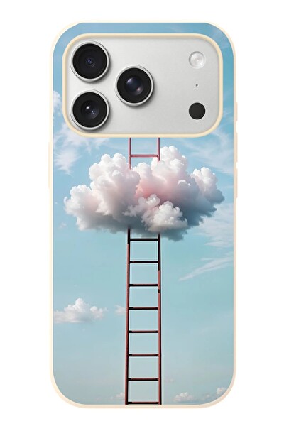 Le Balvo iPhone 17 Pro Uyumlu Buluta Çıkan Merdiven Baskılı Silikon Kılıf