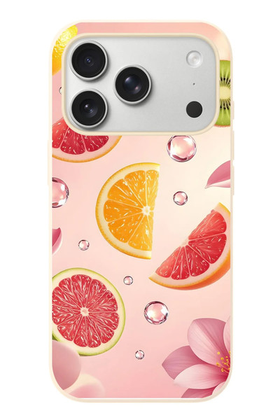 Le Balvo iPhone 17 Pro Uyumlu Meyve Dilimleri Baskılı Silikon Kılıf
