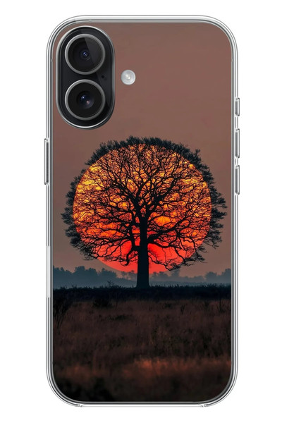 Le Balvo iPhone 17 Uyumlu Güneşe Denk Gelen Ağaç Baskılı Silikon Kılıf