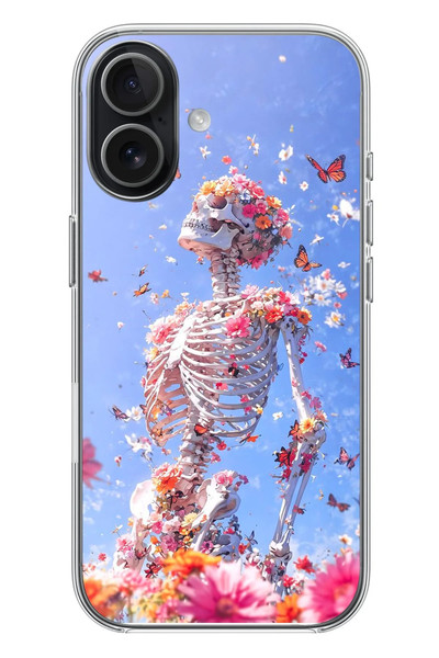 Le Balvo iPhone 17 Uyumlu İskelet Çiçekleri Baskılı Silikon Kılıf