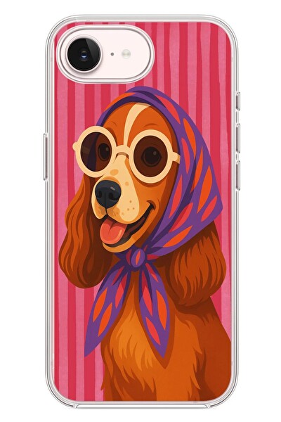 Le Balvo iPhone 17e Uyumlu Gözlüklü Köpek Baskılı Silikon Kılıf