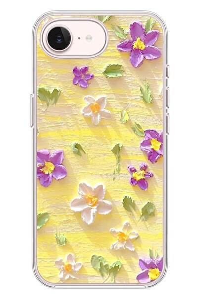 Le Balvo iPhone 17e Uyumlu Mor Papatyalar Baskılı Silikon Kılıf