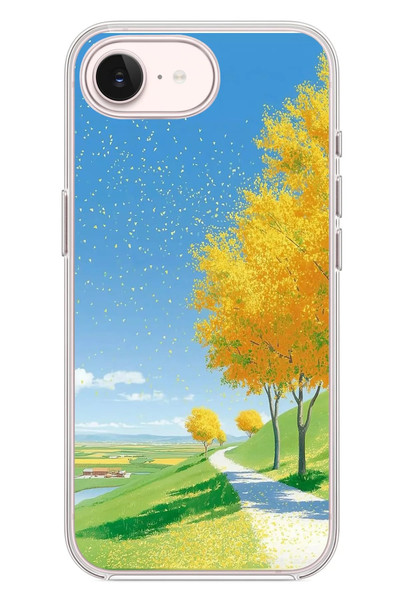 Le Balvo iPhone 17e Uyumlu Sarı Sonbahar Ağacı Baskılı Silikon Kılıf