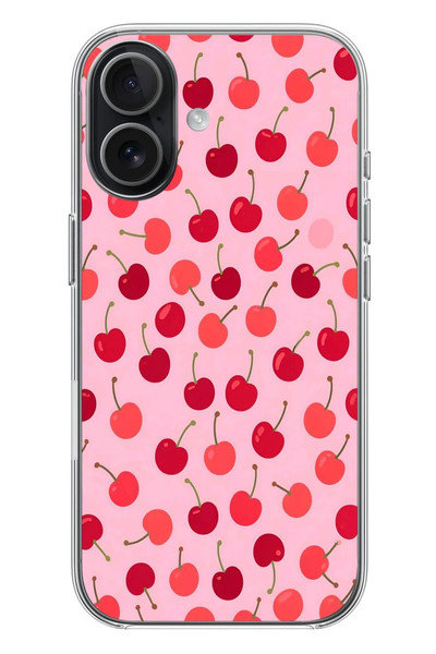 Le Balvo iPhone 17 Uyumlu Pembe Kirazlar Baskılı Silikon Kılıf