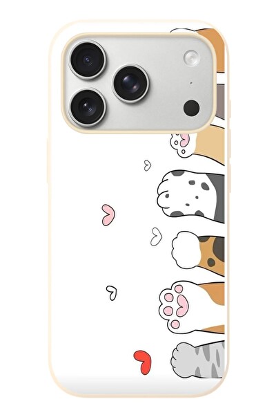 Le Balvo iPhone 17 Pro Uyumlu Kedi Harekatı Patileri Baskılı Silikon Kılıf