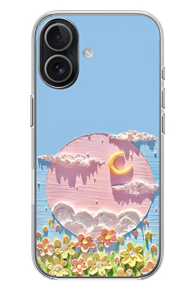Le Balvo iPhone 17 Uyumlu Çiçekli Ay Baskılı Silikon Kılıf