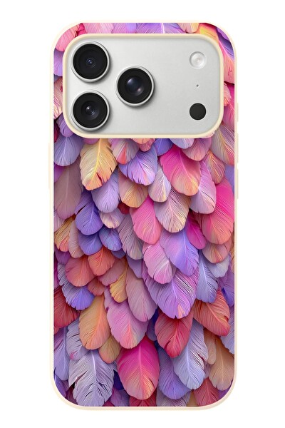 Le Balvo iPhone 17 Pro Uyumlu Tüylü Kalpler Baskılı Silikon Kılıf