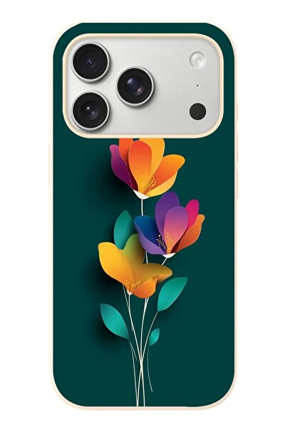 Le Balvo iPhone 17 Pro Uyumlu Modernizimin Çicekleri Baskılı Silikon Kılıf