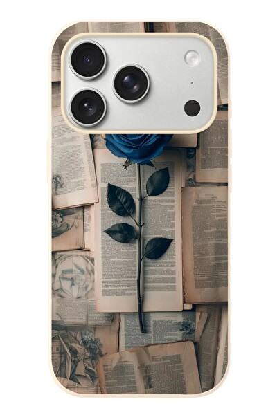 Le Balvo iPhone 17 Pro Uyumlu Mor Gül Baskılı Silikon Kılıf