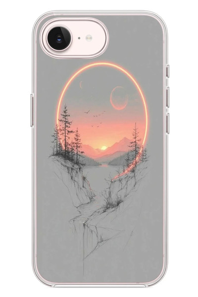 Le Balvo iPhone 17e Uyumlu Günbatımı Mermer Desenli Baskılı Silikon Kılıf