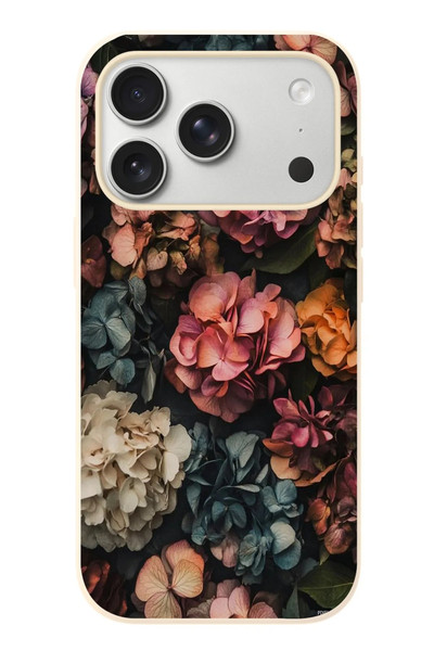 Le Balvo iPhone 17 Pro Uyumlu Koyu Çiçekler Baskılı Silikon Kılıf
