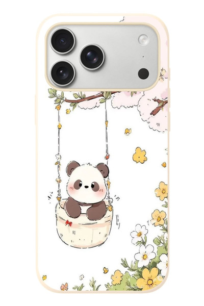 Le Balvo iPhone 17 Pro Max Uyumlu Sallanan Panda Baskılı Silikon Kılıf